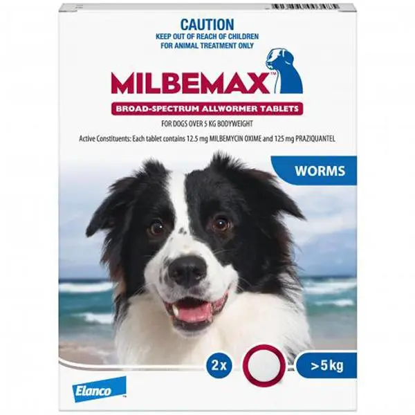Milbemax Allwormer >5kg Dog 2 Pack.