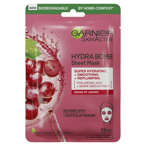 Garnier Hydra Bomb Hyaluronic Acid + Grape Seed Anti Ageing Sheet Mask