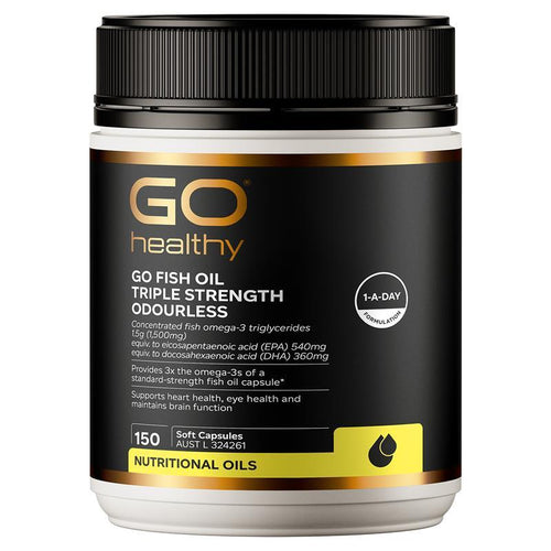 Go Healthy Fish Oil Triple Strength Odourless Softgel 150 Capsules Exclusive Size