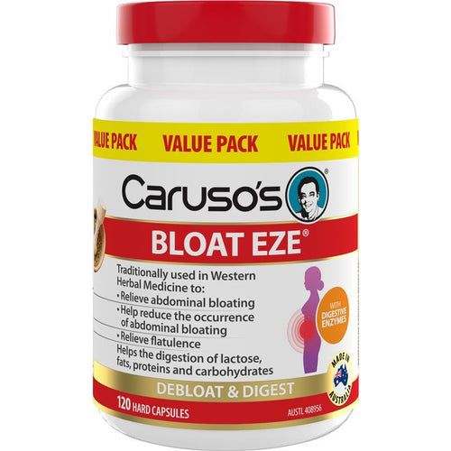 Carusos Bloat Eze 120 Capsules Exclusive Size