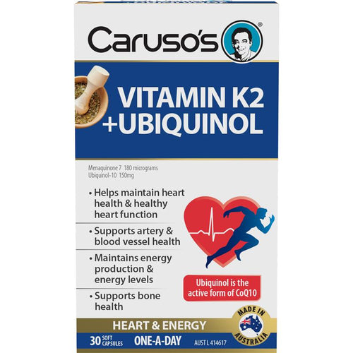 Carusos Vitamin K2 + Ubiquionol 30 Capsules