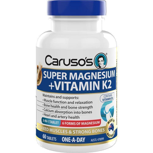 Carusos Super Magnesium + Vitamin K2 60 Tablets