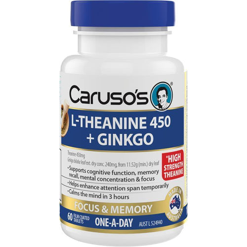 Carusos L-Theanine 450 + Ginkgo 60 Tablets