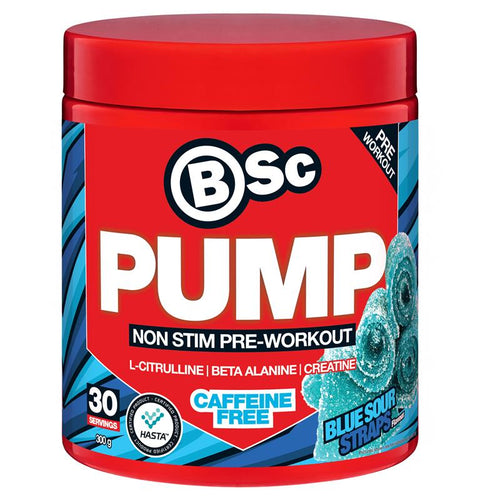 BSc Pump Non Stim Pre-Workout Blue Sour Straps 300g