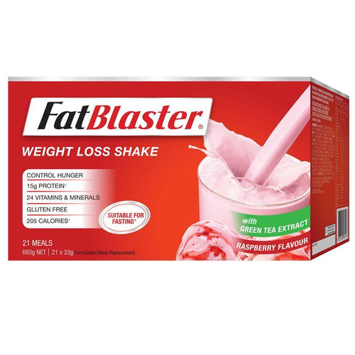 Fatblaster Weight Loss Shake Raspberry 21 x 33g Sachets Exclusive Size