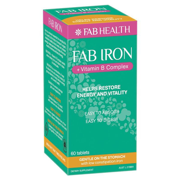 Fab Iron + Vitamin B Complex 60 Tablets.