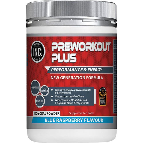 INC. Preworkout Plus Blue Raspberry 300g