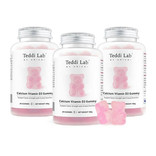 Teddi Lab by Unichi Calcium Vitamin D3 Gummy 60s x3 - Strong Bone, Muscle & Teeth Packs