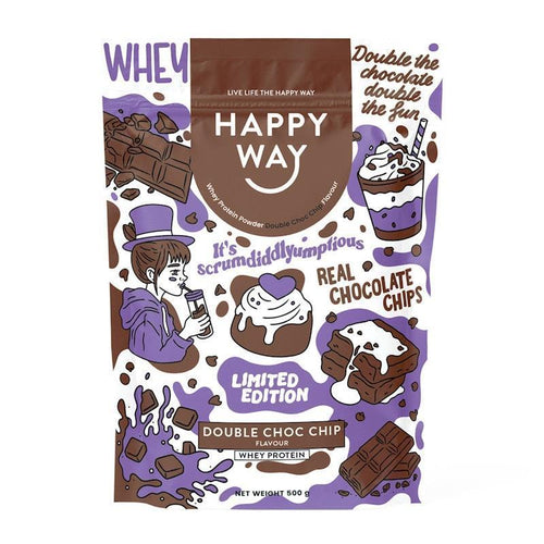 Happy Way Double Choc Chip Whey Protein Powder 500g