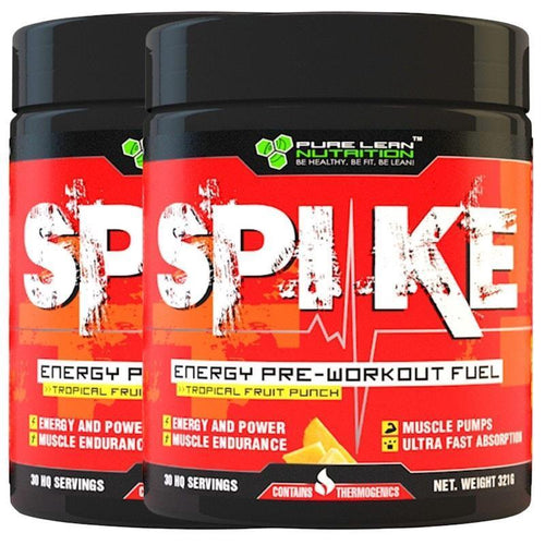 Pure Lean Nutrition SPIKE Pre-Workout Extreme Focus Energy Fuel Gym Caffeine Pumps BULK 60 Serves