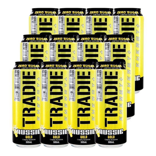 Tradie Zero Sugar Energy Drink 500ml Aussie Gold 12 Pack