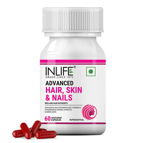Inlife Advanced Hair, Skin & Nails Supplement | 60 Vegetarian Capsules