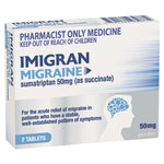 Imigran Migraine (Sumatriptan) 50mg 2 Tablets 