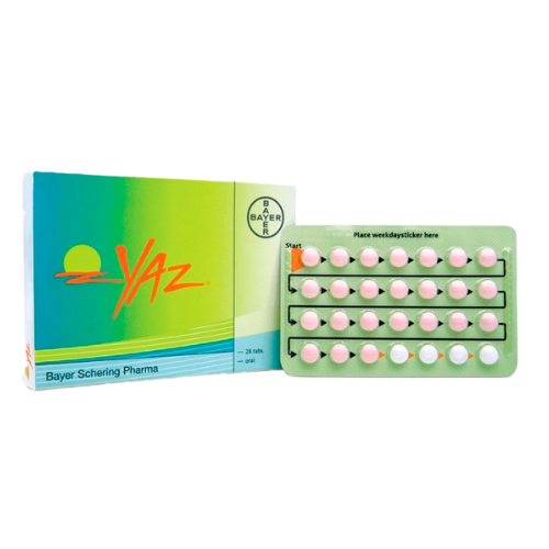 Yaz (Ethinyl Estradiol (0.02mg) and Drospirenone (3mg)).