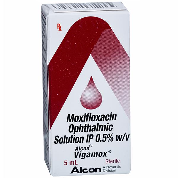 Vigamox Ophthalmic Solution (Moxifloxacin) 0.5% w/v (5ml).